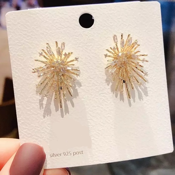 My Added Sparkle Jewelry - CZ Crystal Firework Burst Earrings